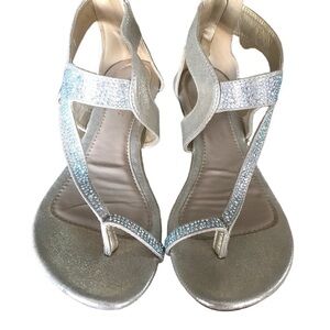 Dream Paris Woman Shoes Gold Tone Bling Sandals Multi Size Stones Rear Zipper 9